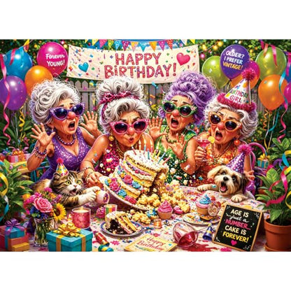 500 Piece Puzzles for Adults, Funny Grandma Birthday Party Jigsaw Puzzles 500 Pieces, Humor Fallen Cake Puzzles for Teens Seniors, Dog Cat Animal Jigsaw Puzzle Holiday Birthday Gift for Women