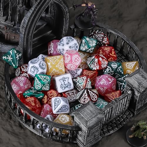CiaraQ Polyhedral Dice Set - DND Role Playing Dice | Acrylic RPG Dice for Dungeons and Dragons MTG Table Games, Multi-Color, 42pcs - color: Red & Green/Red/Green/Pink/Yellow/White