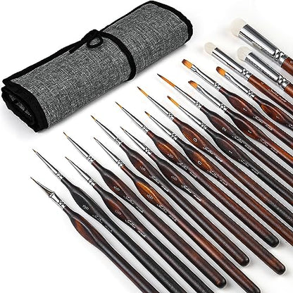 Golden Maple Miniature Paint Brushes Drybrush-18PCS Micro Detail Paint Brush Set, Small Fine Detail Model Brushes for Acrylics, Watercolors & Paint by Number, Figurine - Cocoa Brown - color: Cocoa Brown