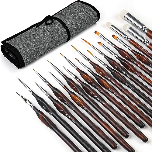 Golden Maple Miniature Paint Brushes Drybrush-18PCS Micro Detail Paint Brush Set, Small Fine Detail Model Brushes for Acrylics, Watercolors & Paint by Number, Figurine - Cocoa Brown - color: Cocoa Brown