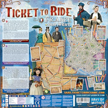 Asmodee Ticket to Ride France + Old West Board Game Expansion - Train Route Strategy Game, Fun Family Game for Kids & Adults, Ages 8+, 2-6 Players, 30-60 Minute Playtime | Train Route Strategy Game, Fun Family Game for Kids & Adults, Ages 8+, 2-6 Players,