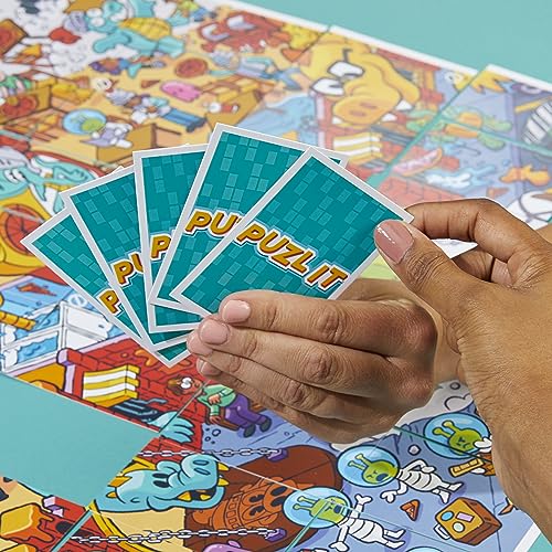 Hasbro Gaming Puzl It Game, Competitive Puzzle Card Game, Kids & Family Games, 2 to 6 Players, Pizza Party Theme, Fun Summer Activities, Vacation Travel Essentials, Ages 7+