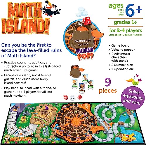 Learning Resources Math Island Addition & Subtraction Game - Math Manipulatives, Educational Board Toys, Classroom Flash Cards , Volcano Toy, STEM Kids, Gifts for Boys And Girls , Montessori