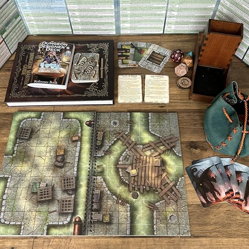 Loke Big Book of Battle Mats Cells & Shrines - Lay Flat Wipe Clean Fantasy RPG Maps with Tokens & 5E Content for Tabletop Adventures