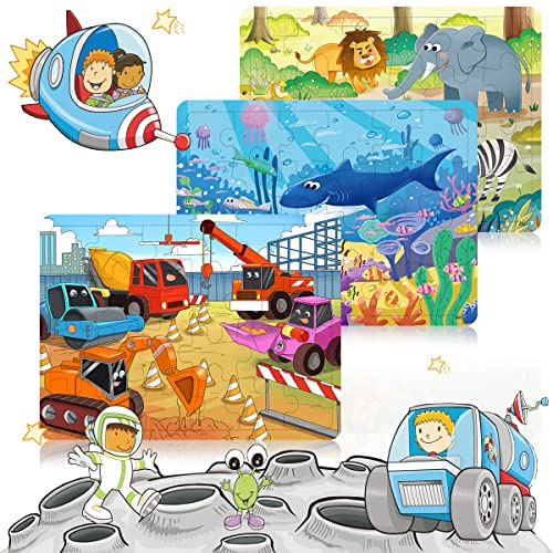 Puzzles for Kids Ages 3-5 24 Piece Wooden Puzzles 6 Pack | Colorful Toddler Jigsaw Puzzles, Educational Learning Toys, Birthday Gifts for Boys Girls