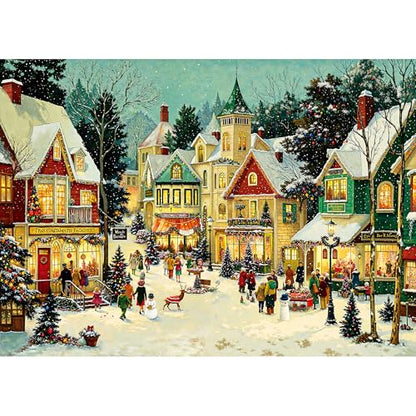 Christmas Puzzles 1000 Pieces, Winter Snow Town Puzzle for Adults | Festive Village Snowy Night Jigsaw Puzzle, Hard Puzzles with Letters on Back, Holiday Family Game Night Gift, 1:1 Poster - color: Christmas Town