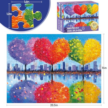 300 Piece Puzzles for Adults,Tree of Love Puzzle for Adults Kids Seniors,Large Piece Fun Puzzle for Kids Ages 8-10 10-12,Challenging Trees of Nature Seasons Puzzles Perfect for Game Nights,20.5x15 in - style: Tree of Love