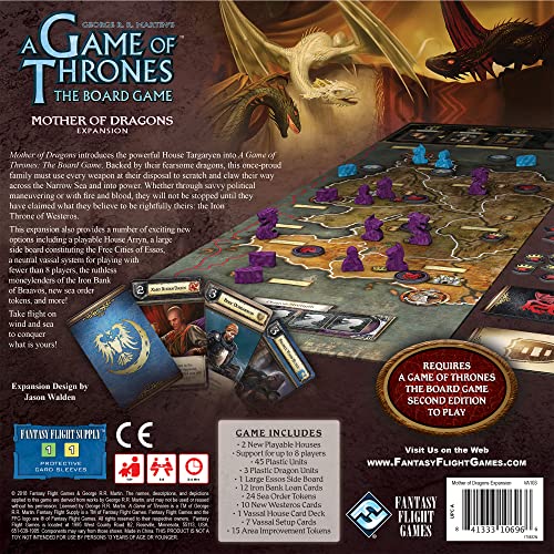 Asmodee A Game of Thrones The Board Game Mother of Dragons Expansion Strategy Game for Kids & Adults, Ages 14+, 3-8 Players, 2-4 Hour Playtime, Made by Fantasy Flight Games