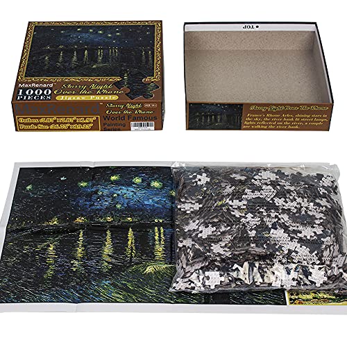 MaxRenard Game 1000 Pieces Jigsaw Puzzle Fine Art Collection Toy Starry Night Over The Rhone by Vincent Willem Van Gogh - color: A011
