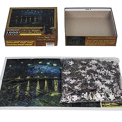 MaxRenard Game 1000 Pieces Jigsaw Puzzle Fine Art Collection Toy Starry Night Over The Rhone by Vincent Willem Van Gogh - color: A011
