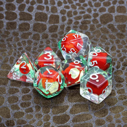 Sage's Portal Familiars and Reagents Resin DND Dice Set Polyhedral Dice Set for Dungeons and Dragons RPG Tabletop TTRPG (Magic Apples) - color: Magic Apples