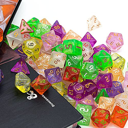 10 Sets DND Dice Polyhedral Dice Set (70pcs) with 2 Leather Bag, D&D Die Set for Dungeons and Dragons, RPG Table Games(10Sets/70Pcs) - color: 10sets/70pcs