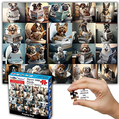 Think2Master Funny Dogs 1000 Pieces Jigsaw Puzzle Featuring heartwarming Puppies and Dogs. Fun for Teens, Seniors & Families. Great Gift for Ages 13+ Size: 26.8” x 18.9 - style: Funny Dogs