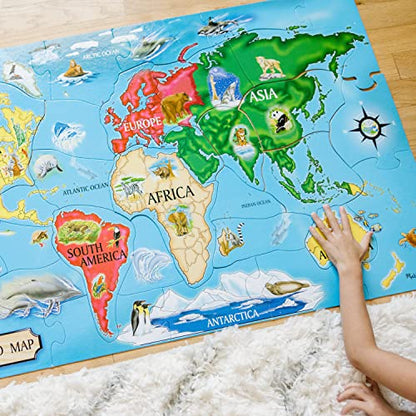 Melissa & Doug World Map Jumbo Jigsaw Floor Puzzle (33 pcs, 2 x 3 feet) - size: 1 Count