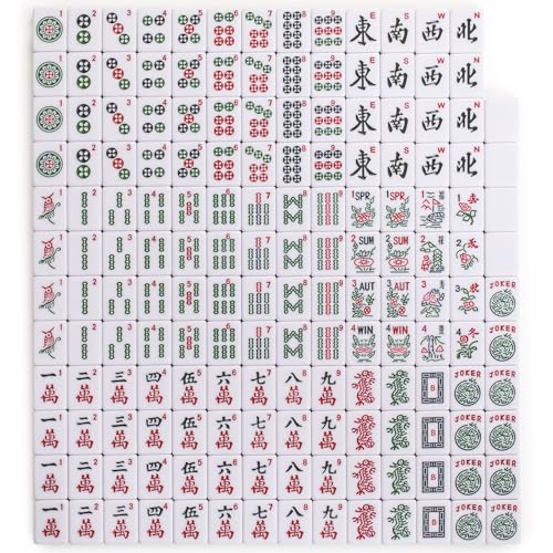 Yellow Mountain Imports American Mahjong Tiles, “Seabreeze” - 166 Melamine Pieces with Chinese Characters, Western Letters & Numerals, Tiles-Only Set - color: Seabreeze