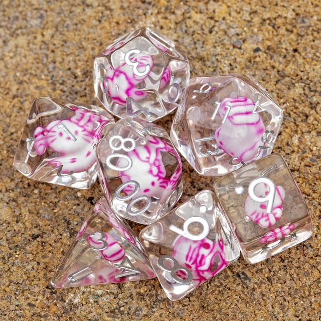 Sage's Portal Familiars and Reagents Resin DND Dice Set Polyhedral Dice Set for Dungeons and Dragons RPG Tabletop TTRPG (Kitty Treats) - color: Kitty Treats