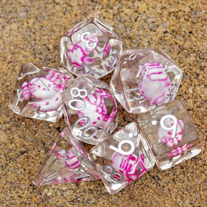 Sage's Portal Familiars and Reagents Resin DND Dice Set Polyhedral Dice Set for Dungeons and Dragons RPG Tabletop TTRPG (Kitty Treats) - color: Kitty Treats
