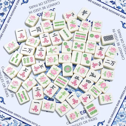 Celadon Flowers Mahjong Table Mat, Non-Slip Noise Reduction Mah Jong Mat with Carrying Bag, Game Table Cover for Mahjongs Poker Card, Festival Birthday Gift for Mahjong Lovers, 31x 31In - color: Celadonflower
