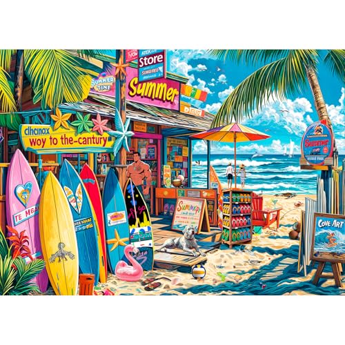 Puzzles for Adults 1000 Pieces,Coast Grocery Jigsaw Puzzle with 1:1 HD Poster, Perfect Interlocking No Dust, Stress Relief Ideal Gift for Family Games - color: Coast Grocery