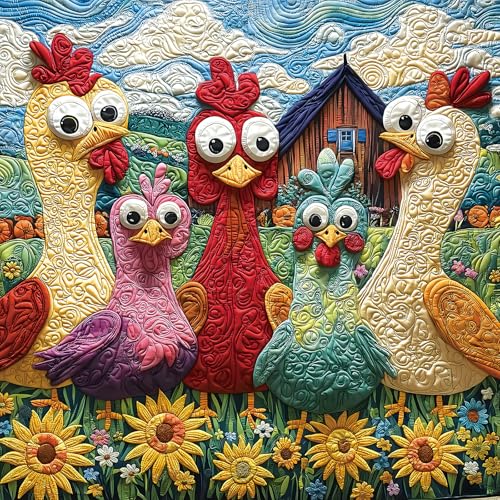 500 Piece Puzzles for Adults, Jigsaw Puzzle of Cute Farm Chickens, Funny Puzzle, Perfectly Fitting Pieces, Home Decor Birthday Party Gift for Adults Seniors 20x20 Inches - color: Cute Farm Chickens