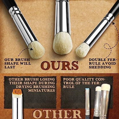 Golden Maple Model Paint Brushes Dry Brush - 18PC Large Dry Brush Set with Miniature Detail Paint Brush Set 3/0 5/0 10/0 for Effortless Miniature Painting, Model - color: Deep Black