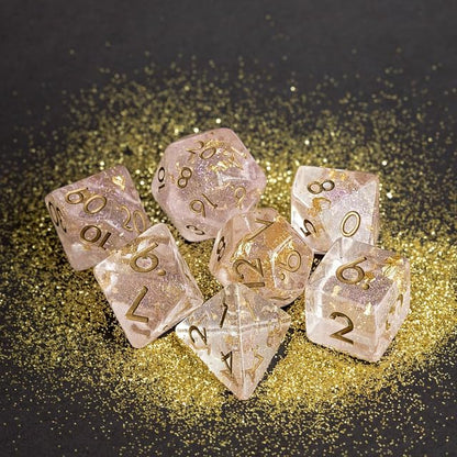 Sage’s Portal Cantrips DND Dice Set - Round Edge Resin 7-PC Polyhedral DND Dice Set for Dungeons and Dragons D&D RPG Tabletop TTRPG (Pink Transparent) - color: Pink Transparent