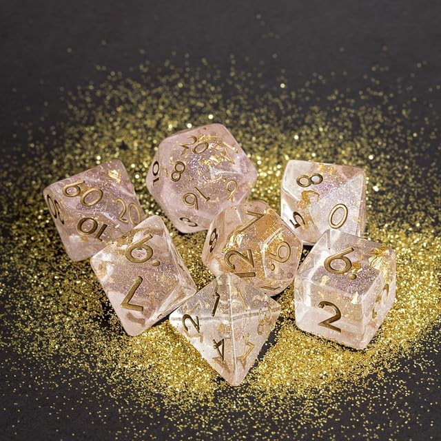 Sage’s Portal Cantrips DND Dice Set - Round Edge Resin 7-PC Polyhedral DND Dice Set for Dungeons and Dragons D&D RPG Tabletop TTRPG (Pink Transparent) - color: Pink Transparent