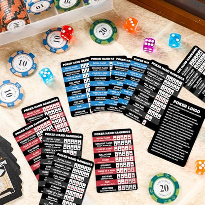 AmazingSpark Poker Hand Rankings Chart Rules Cheat Sheet Cards Poker Hands Ranking Card Beginners Quick Reference Guide Cheat Sheet for Texas Hold - color: Red,blue,black,