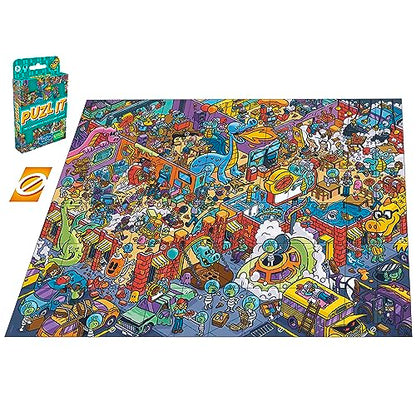 Hasbro Gaming Puzl It Game, Competitive Puzzle Card Game, Kids & Family Games, 2 to 6 Players, Pizza Party Theme, Fun Summer Activities, Vacation Travel Essentials, Ages 7+