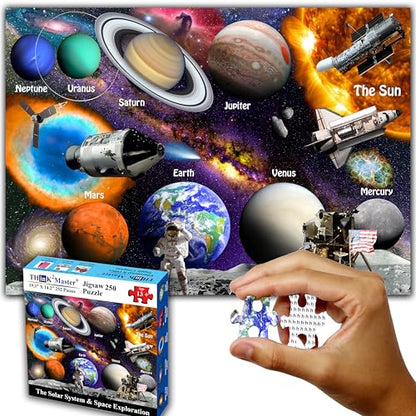Think2Master Solar System & Space Exploration 250 Pieces Jigsaw Puzzle Great Puzzle for Teens, Adults, Seniors. Great Gift with Larger Pieces. 14.2” X 19.3” - style: Solar System & Space Exploration