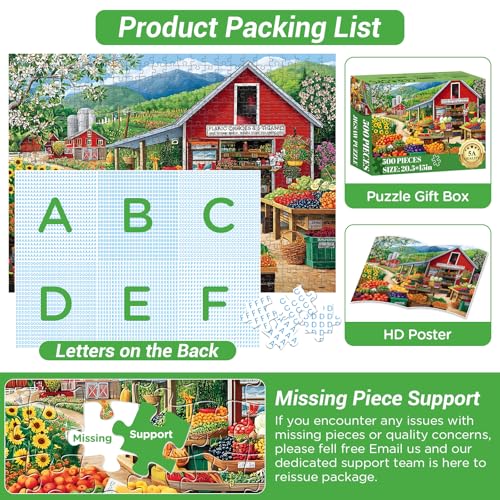 500 Piece Puzzles for Adults,Fruit Market Jigsaw Puzzle for Adults Teens Seniors,Country Life Puzzle 500 Piece,Farm Scenery Puzzle with Letters on Back,Fun Family Game Birthday Party Gift 20.5 * 15 in - style: Fruit Market