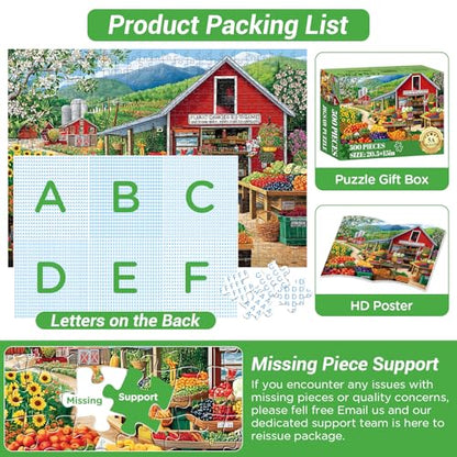 500 Piece Puzzles for Adults,Fruit Market Jigsaw Puzzle for Adults Teens Seniors,Country Life Puzzle 500 Piece,Farm Scenery Puzzle with Letters on Back,Fun Family Game Birthday Party Gift 20.5 * 15 in - style: Fruit Market