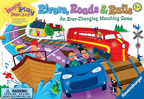 Ravensburger Rivers, Roads and Rails - Innovative Matching Game for Kids | Encourages Strategic Thinking | Award-Winning Design
