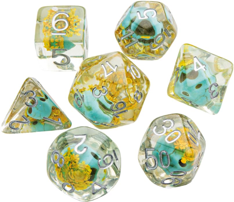 Gamegenic Embraced Series RPG Dice Set | Set of 7 Dice in a Variety of Sizes Designed for Roleplaying Games | Premium Quality Resin Dice with Unique Thematic Green Skull Design | Made by Gamegenic