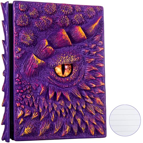 3D Dragon Eye Embossed Journal,Resin Engraving Notebook,Dnd notebook for Dragon Lovers ，Blank Paper,Hardcover Travel Notepad for Writing,Sketchbook,Collection,Gift,Decoration A4 and A5 Size (A5-Purple-Lined) - color: A5-Purple-Lined