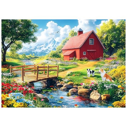 Jeaiciro 100 Piece Puzzles for Kids Ages 4-6 & 8-10, Farm Countryside Jigsaw Puzzle for Kids and Adults Educational Toys Fun Large Pieces Puzzles for Seniors Family Activity Gifts for Kid - size: Countryside Puzzles