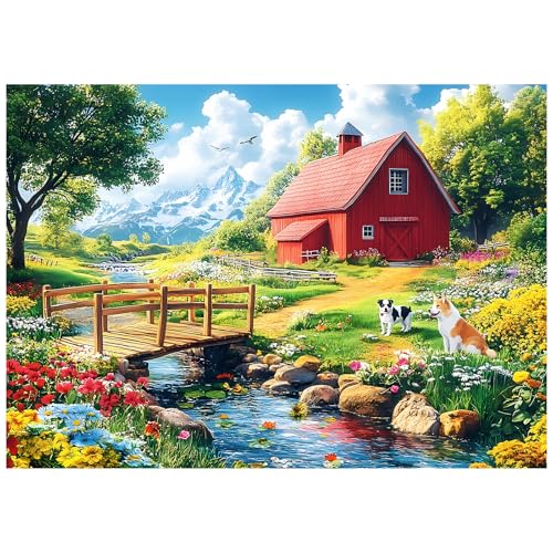 Jeaiciro 100 Piece Puzzles for Kids Ages 4-6 & 8-10, Farm Countryside Jigsaw Puzzle for Kids and Adults Educational Toys Fun Large Pieces Puzzles for Seniors Family Activity Gifts for Kid - size: Countryside Puzzles