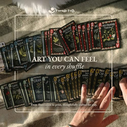 Forest Feast Botanical Playing Cards for Nature Lovers & Collectors – Beautiful Playing Cards, Poker Deck Featuring 52 Hand-Illustrated Edible Wild Plants + Digital Booklet of 20 Classic Games - style: Forest Feast