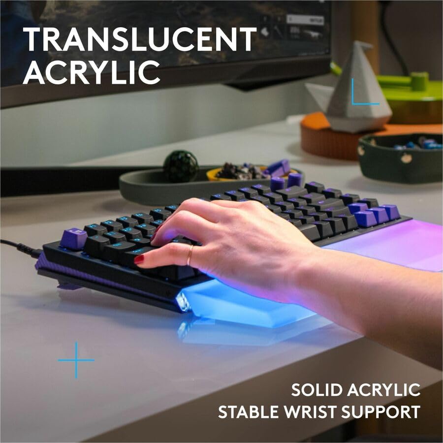 Logitech G512 X Palm Rest 75 | Compatible only with G512 X 75 keyboards, Semi-Transparent Opaque Acrylic Wrist Rest, RGB Amplifying Diffuser Design - size: 75 percent