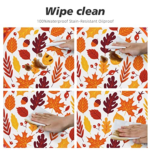 Autumn Maple Leaves Round Tablecloth Elastic Fitted Table Cover Washable Elastic Edge Tablecloths for Kitchen Dining Party Fitted Table 40-44 inch - color: Maple Leaves S, size: 40" (Round)