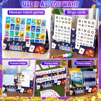 Eersida 2 Pack Bingo Card Holder for Pull Tabs Playing Card Holder Bingo Accessories Canasta Poker Bridge Family Game Night Supplies for Adults (Cute Style) - style: Cute Style