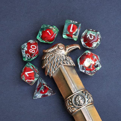 Sage's Portal Familiars and Reagents Resin DND Dice Set Polyhedral Dice Set for Dungeons and Dragons RPG Tabletop TTRPG (Magic Apples) - color: Magic Apples