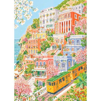 Puzzles for Adults 1000 Pieces, Jigsaw Puzzle for Adults, Fun Challenging Puzzle, Coastal Tram Puzzles Game, Interlock Perfectly No Dust, Gifts for Easter Mother’s Day - color: Coastal Tram
