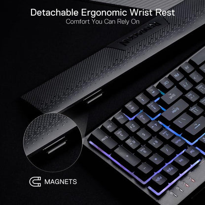 Redragon K515 Shiva Wired RGB Membrane Gaming Keyboard, 98 Keys Mechanical-Feel Keyboard w/Smooth Linear Switch, On-Board Macro & Dedicated Multimedia Keys, Detachable Wrist Rest, Software Supported - color: Black, size: 98 Keys