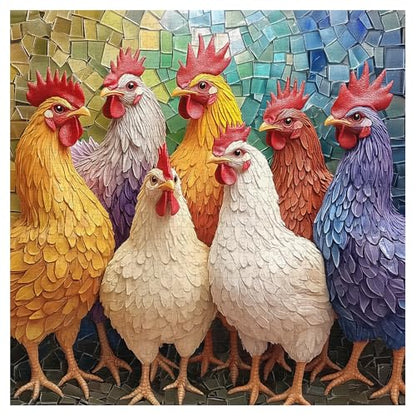 PICKFORU Colorful Roosters Puzzles for Adults 1000 Pieces, Mosaic Farm Chicken Jigsaw Puzzles 1000 Pieces, Difficult Art Animal Puzzle - style: Colorful Roosters