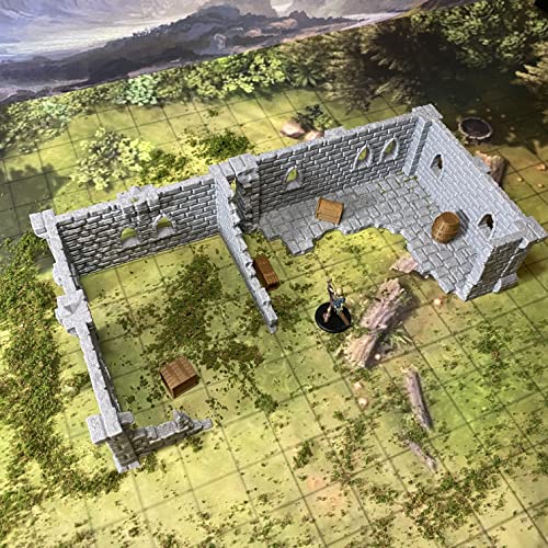 Building Ruins Set 2B Terrain for Tabletop Role Playing Games 28mm Scale with Ground Floor, First Floor, Crates, Barrels and Chests