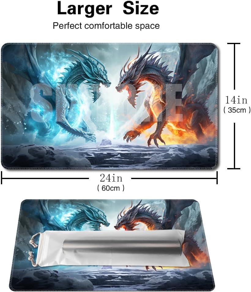 Premium Board Game 24x14in MTG Playmat Compatible for OCG CCG RPG TCG Playmat (Ice and Fire) - color: Ice and Fire
