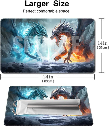 Premium Board Game 24x14in MTG Playmat Compatible for OCG CCG RPG TCG Playmat (Ice and Fire) - color: Ice and Fire