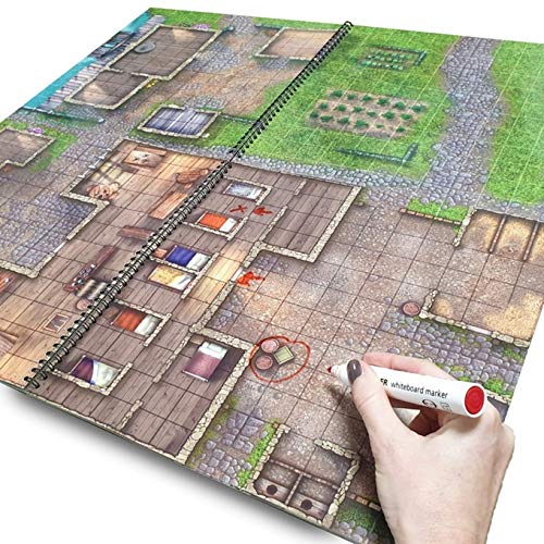 Towns and Taverns Books of Battle Mats by Loke | Modular Fantasy RPG Map Book Set with Lay-Flat Wipe-Clean Pages | Dual Slipcase for DND Pathfinder and Tabletop RPGs | Reusable Surfaces