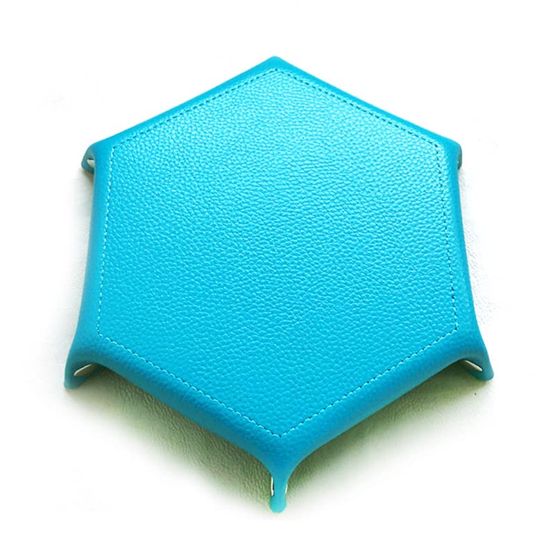 Bescon Hexagon Folding PU Leather and Velvet Dice Tray, Portable Dice Holder for DND, RPG, MTG Dice Gaming D&D and Other Table Games, Blue&Yellow - color: Blue&yellow